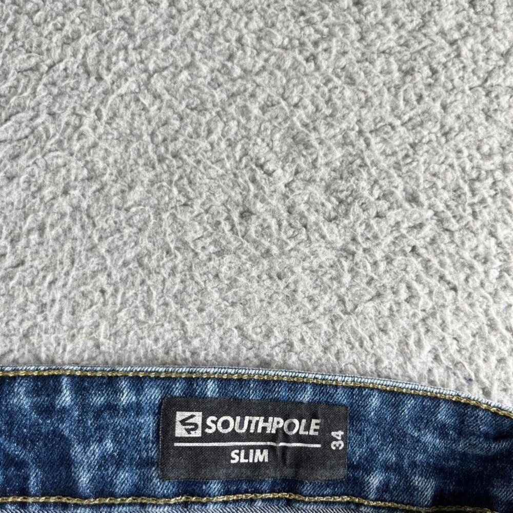 Southpole Shorts Mens 34 Blue Bermuda Denim Jean‎ Slim Ripped Stretch Bike [35] - Picture 3 of 13